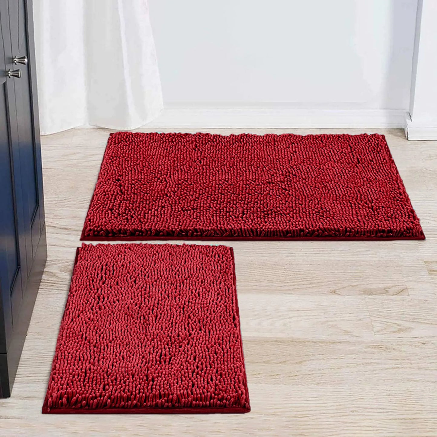 Balneo Soft Shag Plush Bathroom Mat & Shower Curtain 15-Piece Set