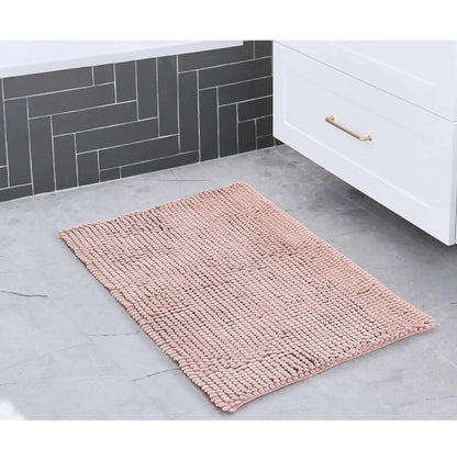Balneo Rose Pink Soft Cozy Chenille Bath Mat Absorbent Bathroom Rug