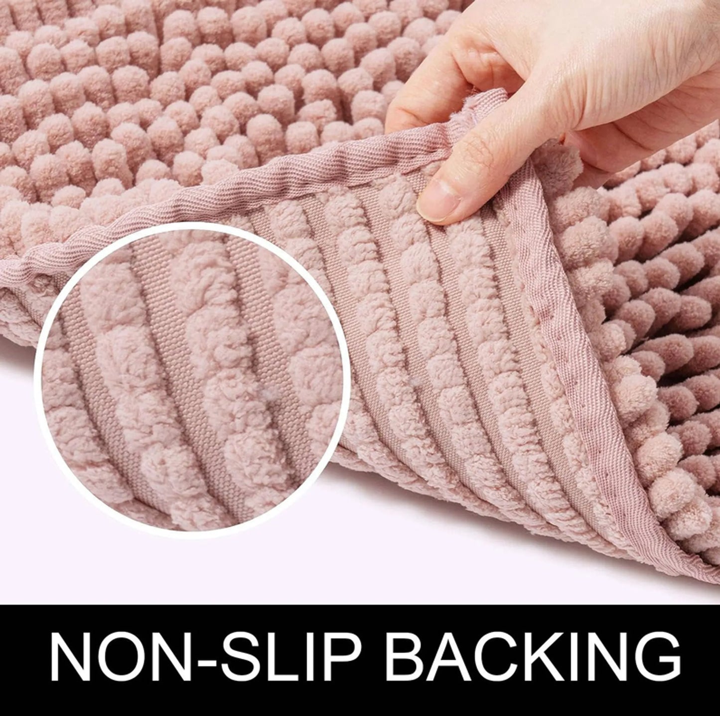 Balneo Rose Pink Soft Cozy Chenille Bath Mat Absorbent Bathroom Rug