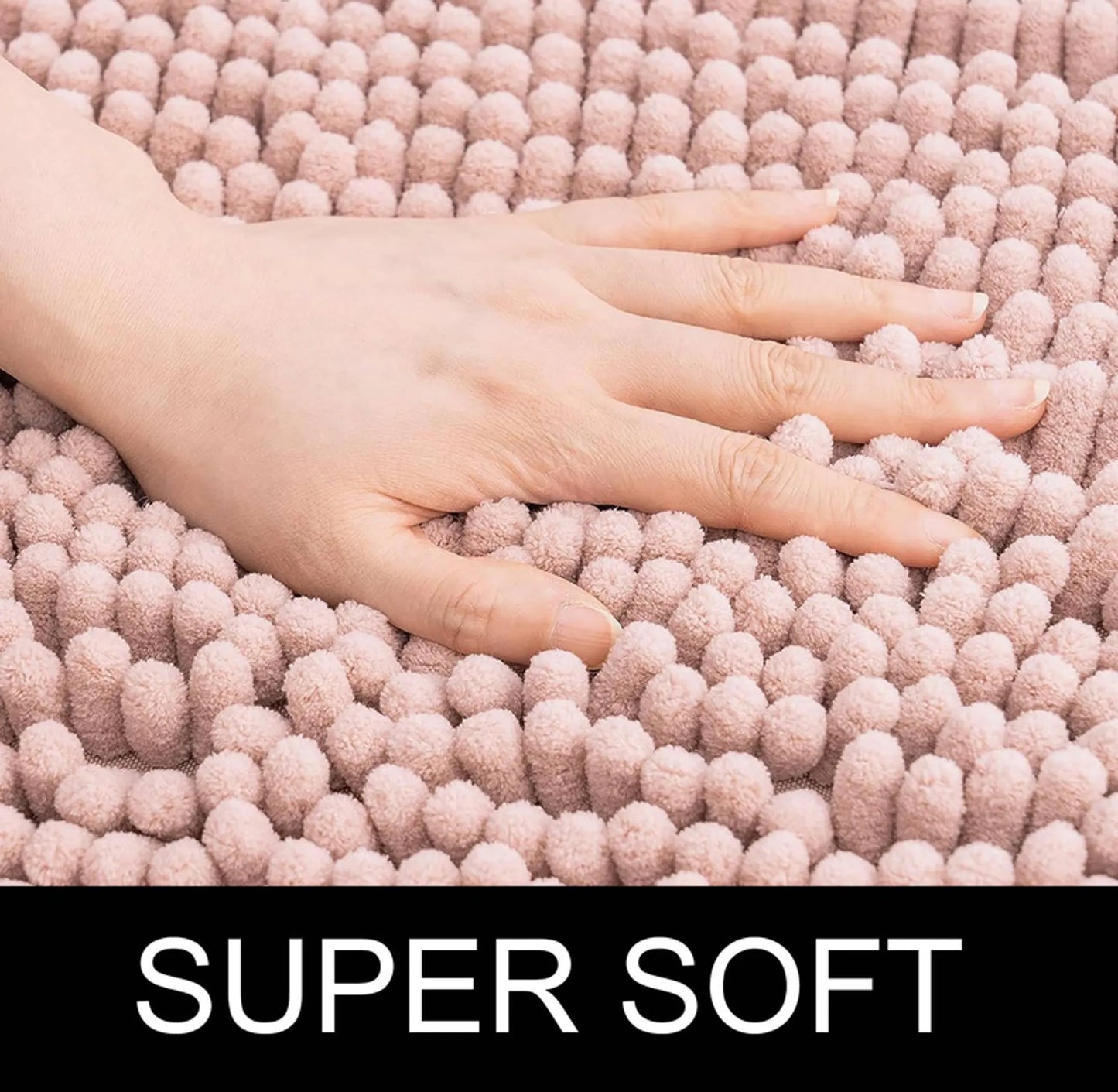 Balneo Rose Pink Soft Cozy Chenille Bath Mat Absorbent Bathroom Rug