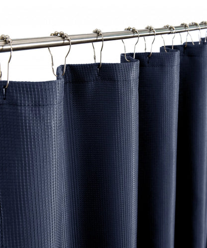 Balneo Luxurious Navy Waffle Weave Shower Curtain