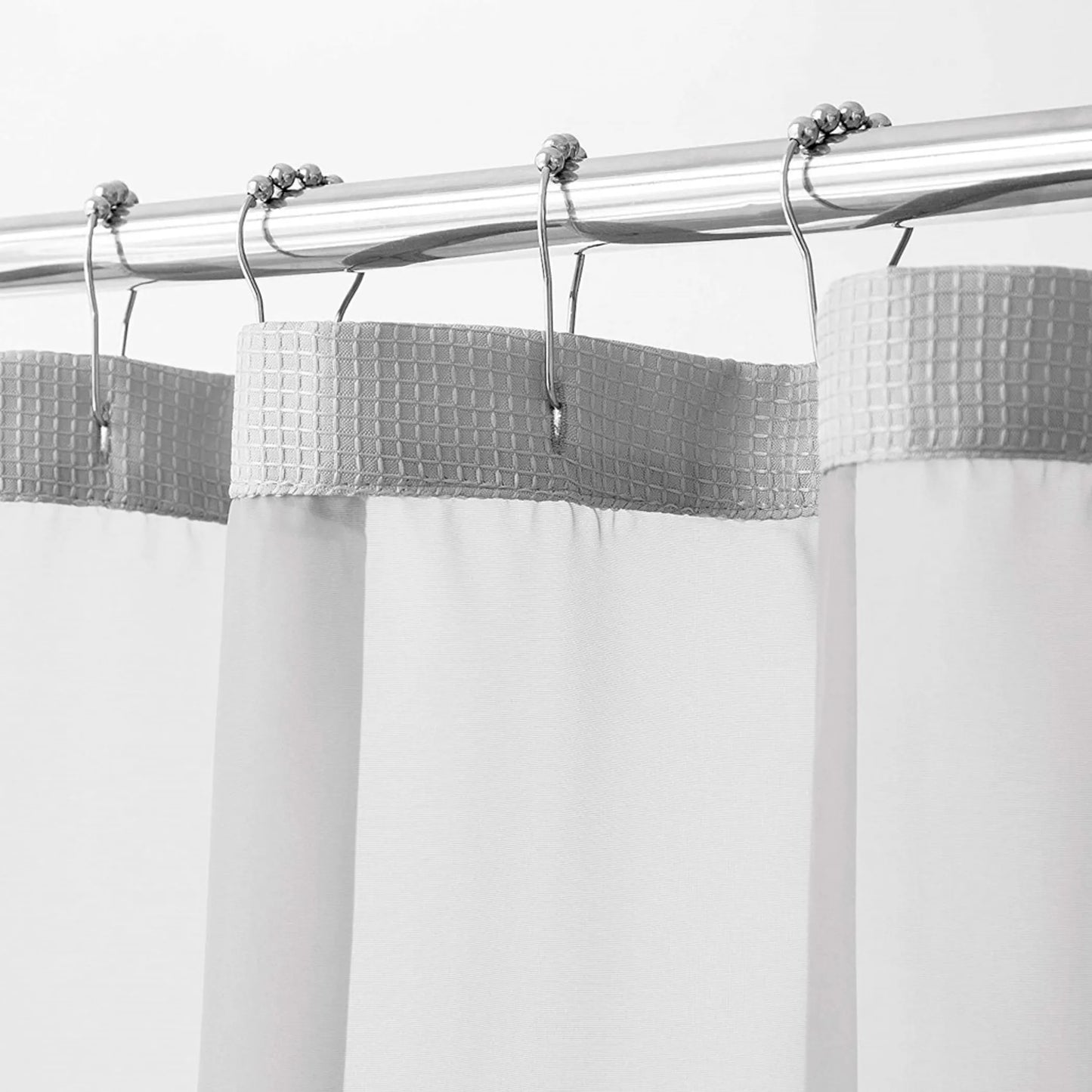 Balneo Silver Modern Grid Shower Curtain and Liner Set