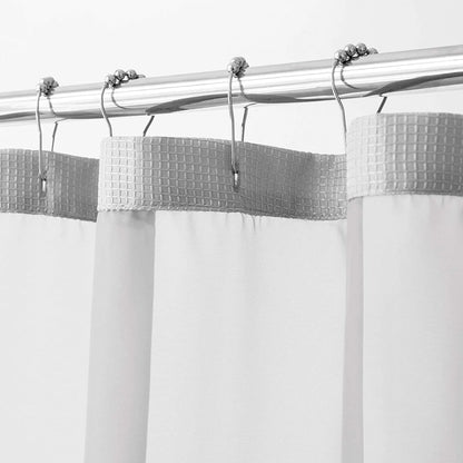 Balneo Silver Modern Grid Shower Curtain and Liner Set