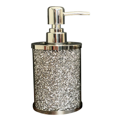 Balneo Two Piece Clear and Silver Glass and Metal Bling Bathroom Accessory Set