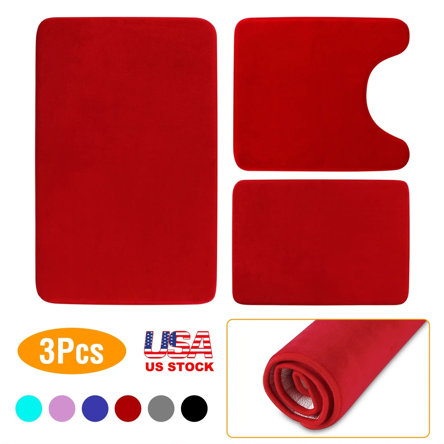Balneo 3Pcs Bathroom Rug Set