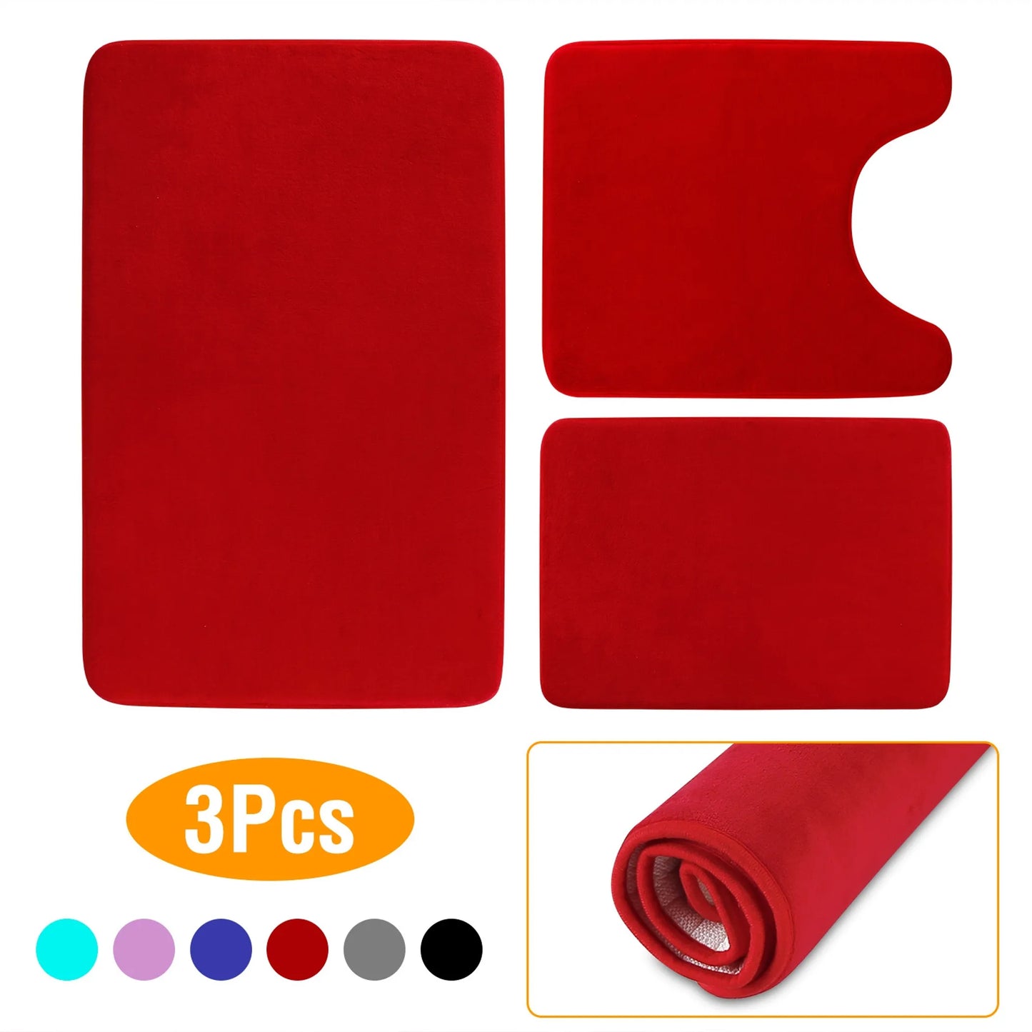 Balneo 3Pcs Bathroom Rug Set