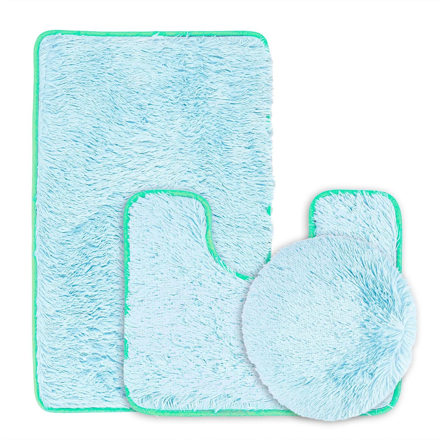 Balneo 3Pcs Bathroom Rug Set Shaggy Contour Toilet Lid Cover