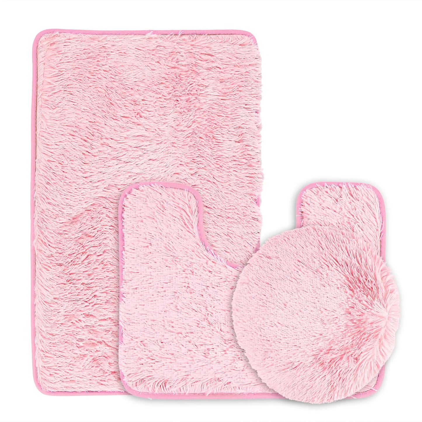 Balneo 3Pcs Bathroom Rug Set Shaggy Contour Toilet Lid Cover