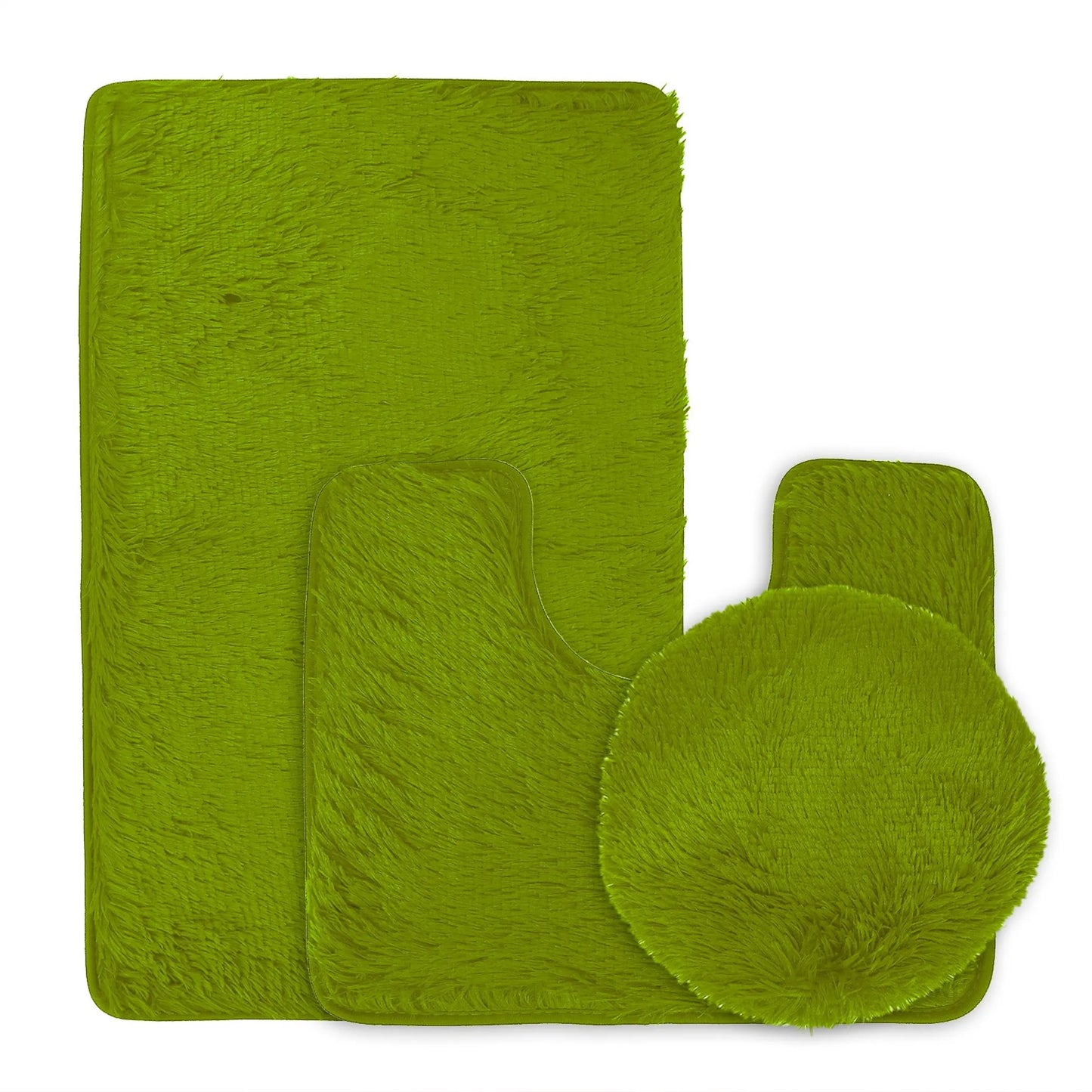 Balneo 3Pcs Bathroom Rug Set Shaggy Contour Toilet Lid Cover
