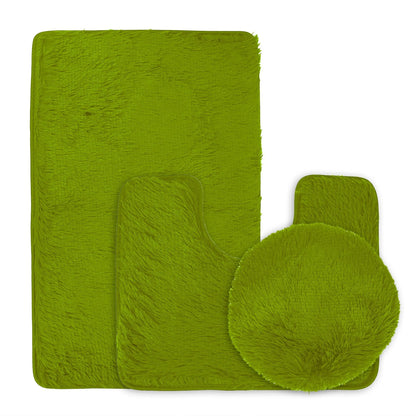 Balneo 3Pcs Bathroom Rug Set Shaggy Contour Toilet Lid Cover