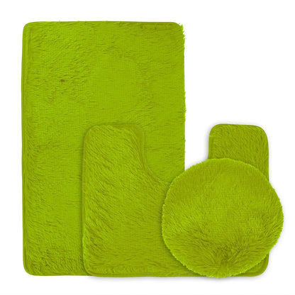 Balneo 3Pcs Bathroom Rug Set Shaggy Contour Toilet Lid Cover