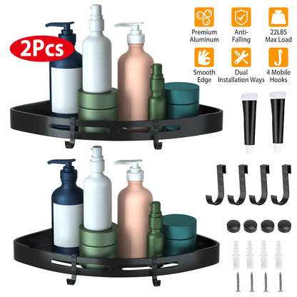 Balneo 2-Piece Adhesive Corner Shower Caddy Shelf Set